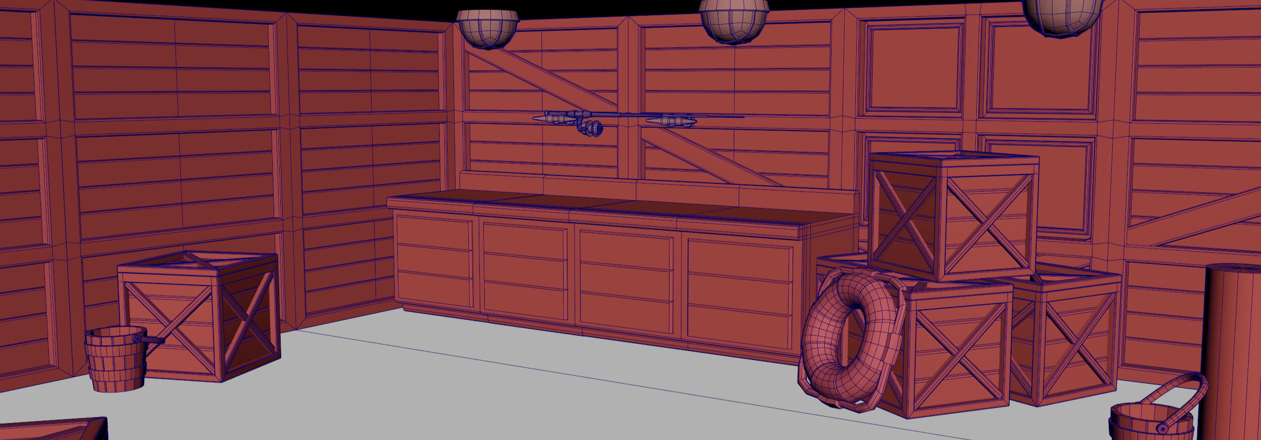 Boathouse Interior 2 Wireframe