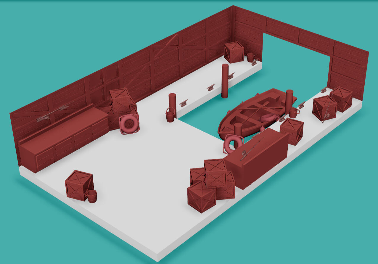 Boathouse isometric view Boathouse isometric view